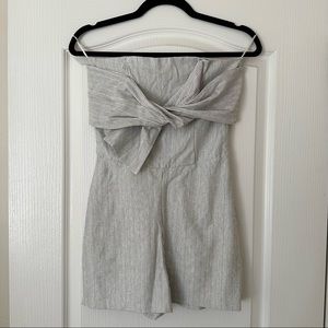 Zara front tie striped romper